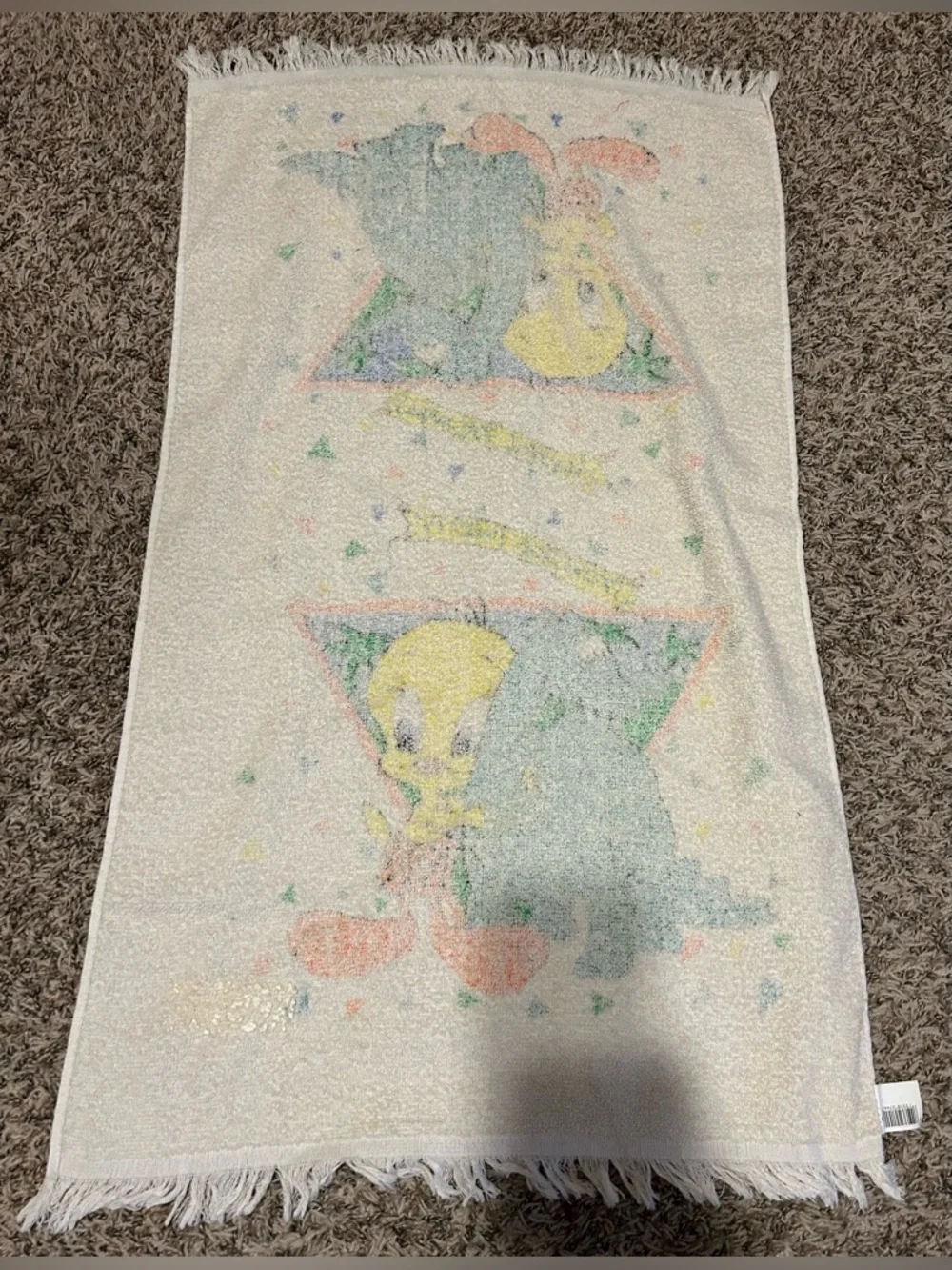 Stoneage Tweety Dinosaur Towel Vintage